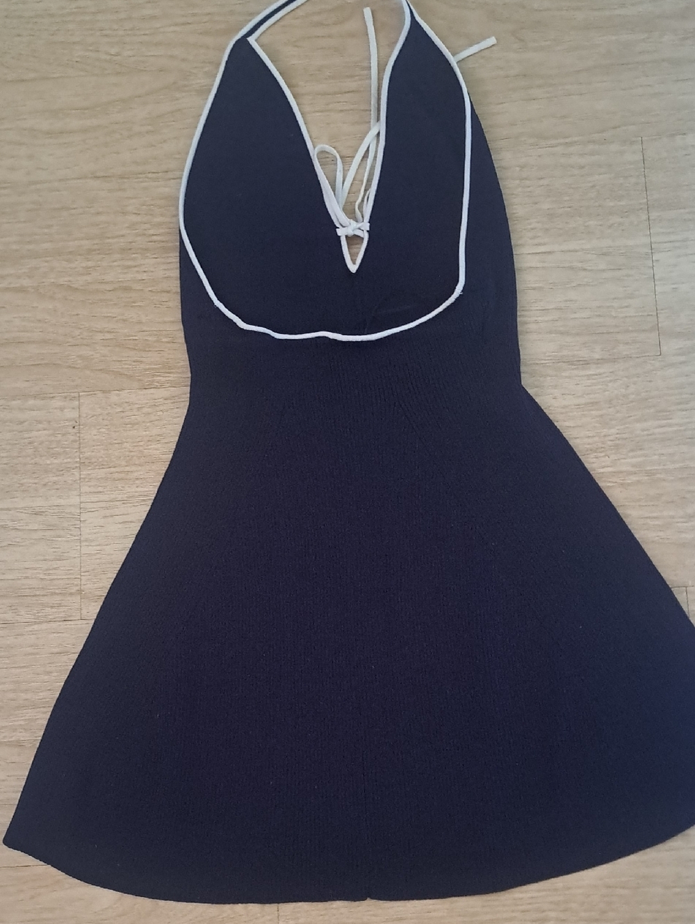 Wild fable Navy Halter One-Piece Swim Dress with White Trim - Picture 6 of 7
